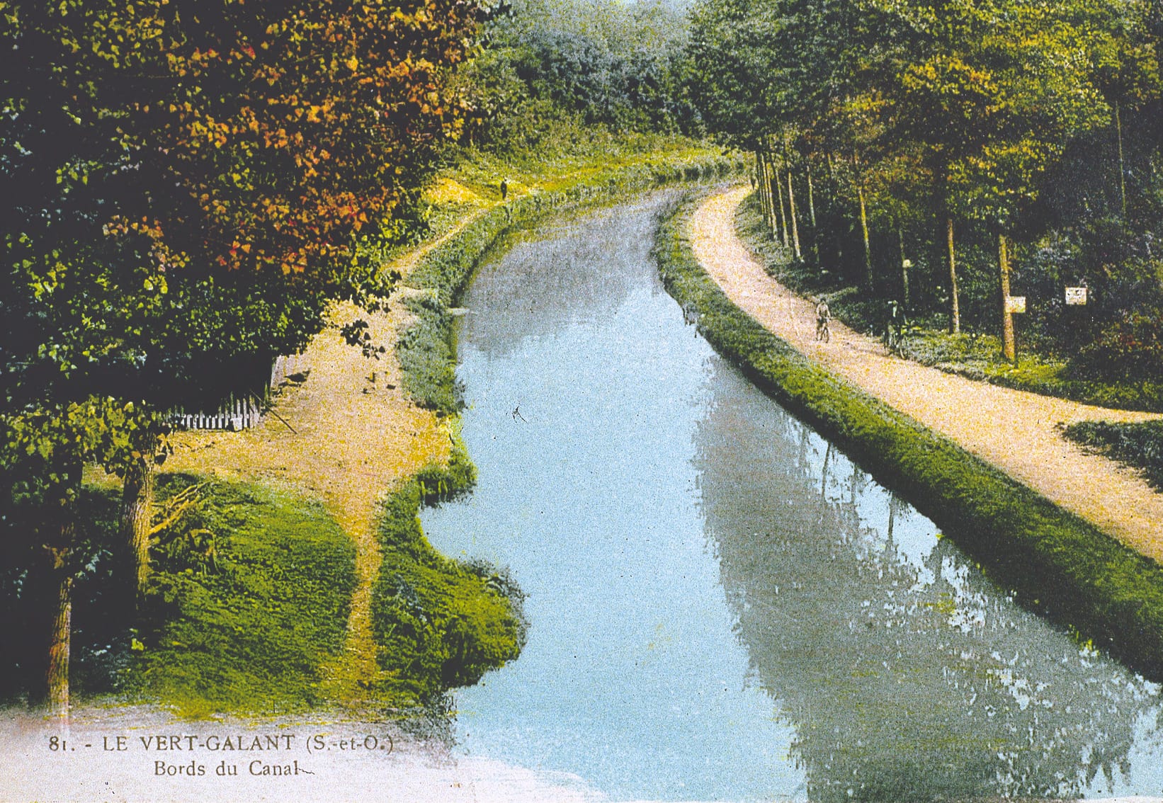 Vue sur les bords du Canal de l'Ourcq dans le quartier du Vert-Galant de Villepinte entre 1920 et 1940