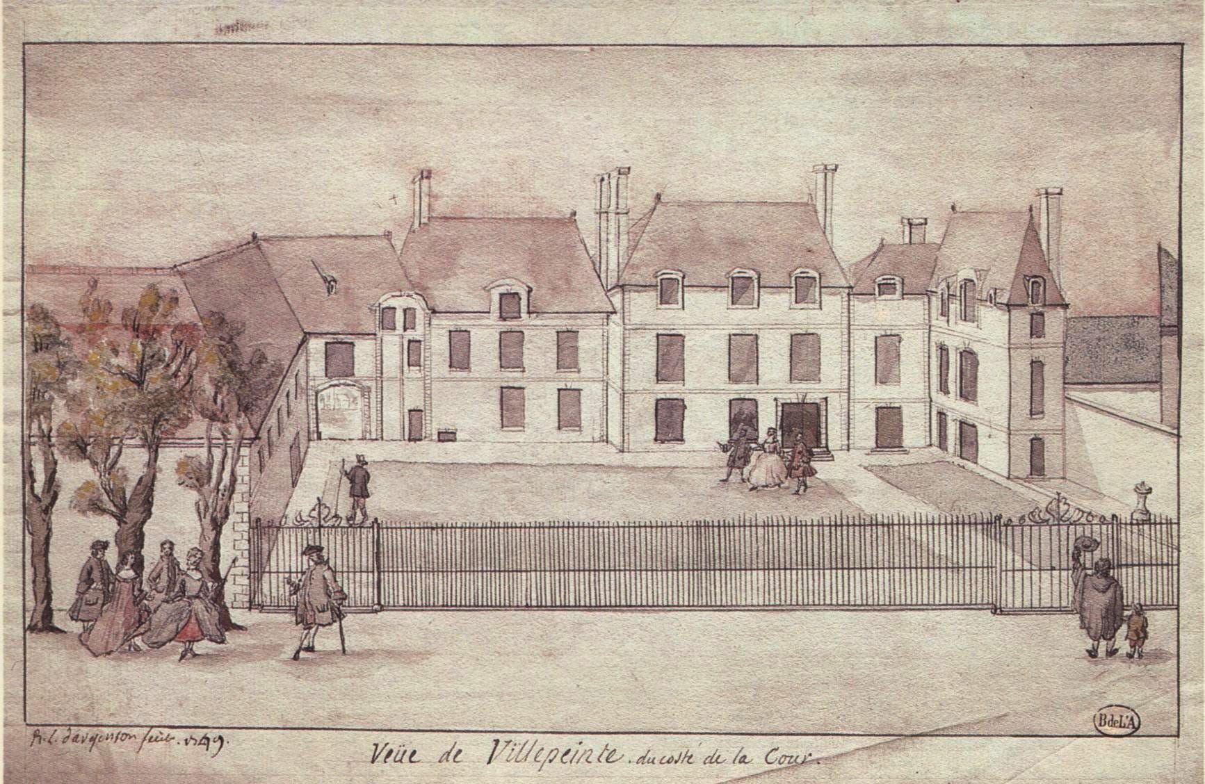 Croquis réalisé par le marquis René D'ARGENSON en 1749 de l'ancien Château Rouge de Villepinte