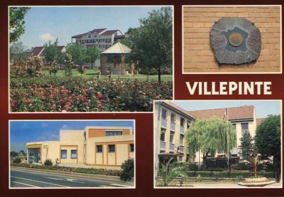 Carte postale multi vues : Parc de la Roserais, Effigie du Général de Gaulle, la Poste, l'Hôtel de Ville