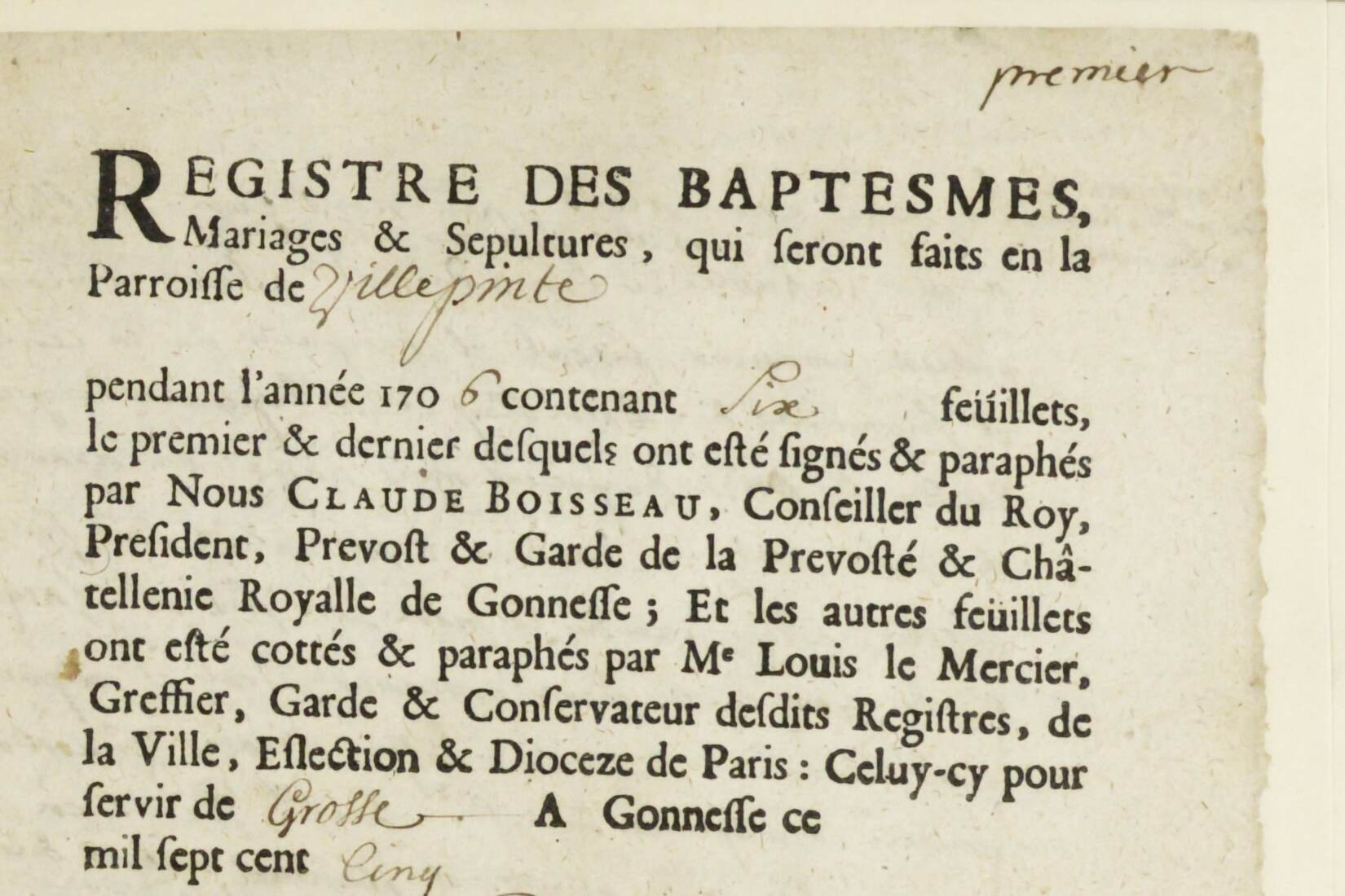 Registres Paroissiaux des Baptêmes, Mariages et Sépultures de Villepinte de 1544 à 1792
