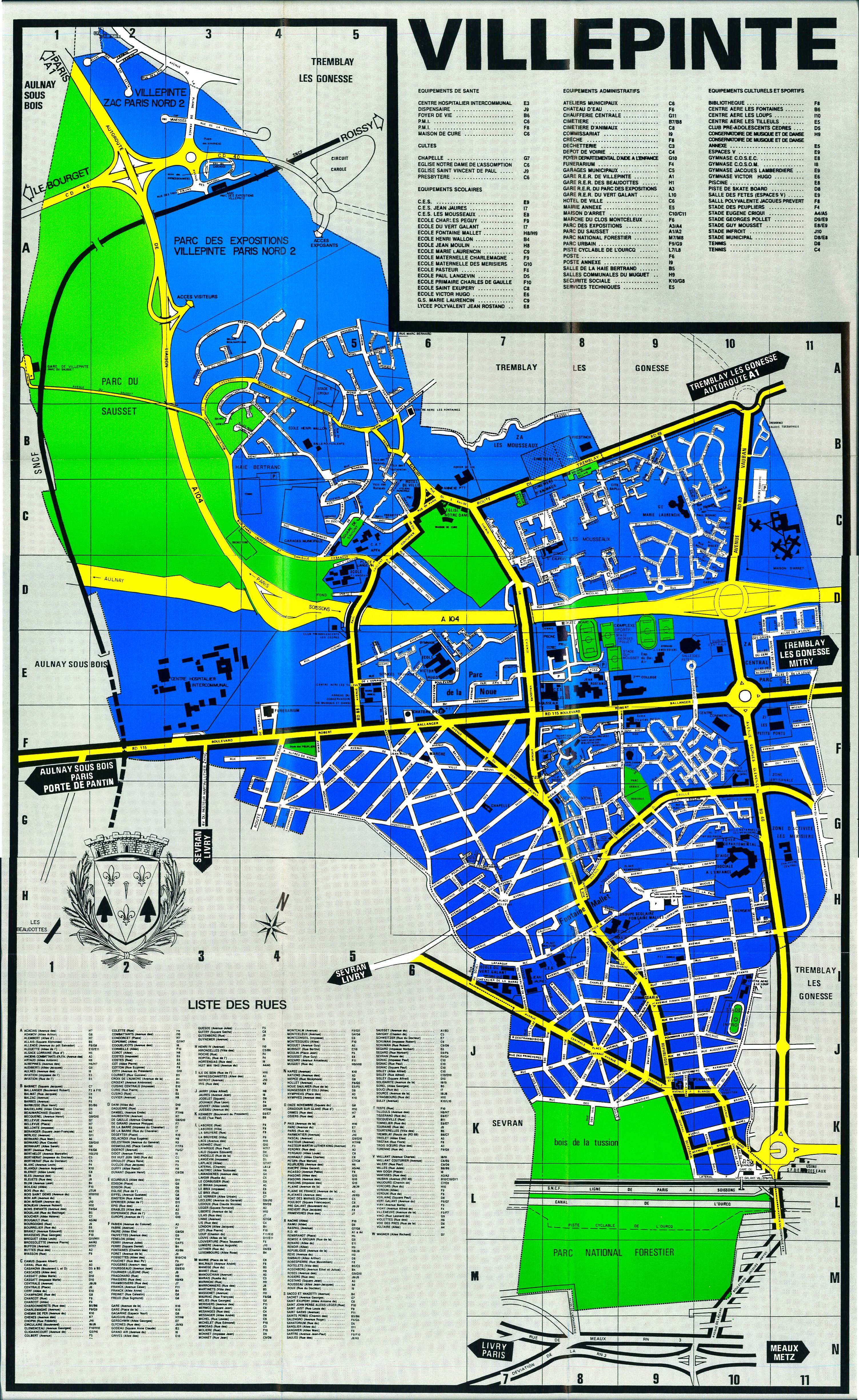Plan de la Ville de Villepinte dans les années 1970
